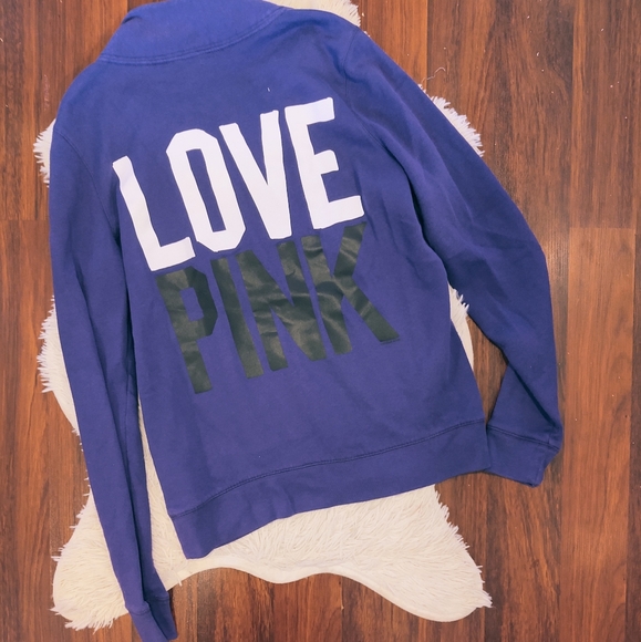 PINK VS Pull Over Partial Zip Sweatshirt Purple - Picture 2 of 2